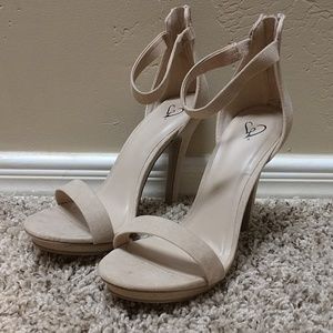 Nude suede heels
